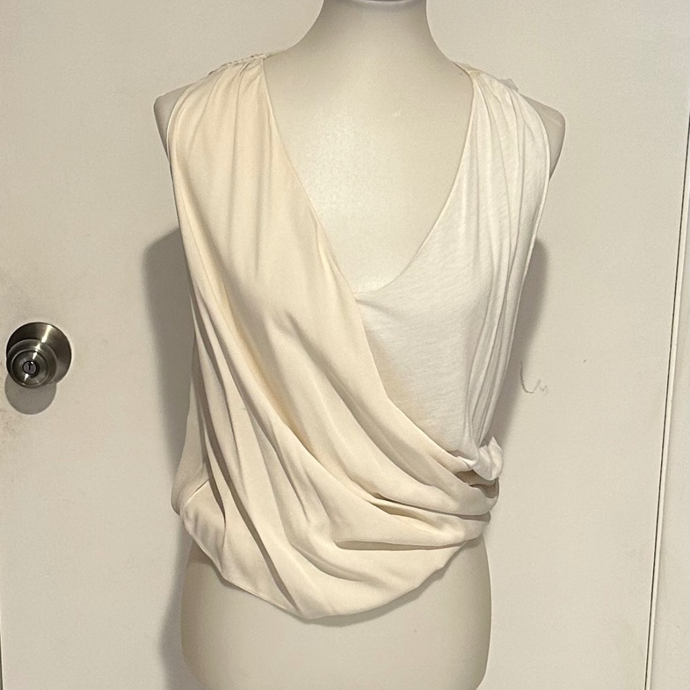 Ivory Cream/White Drape Cascade Women Blouse.‎ No Size Tag.Small